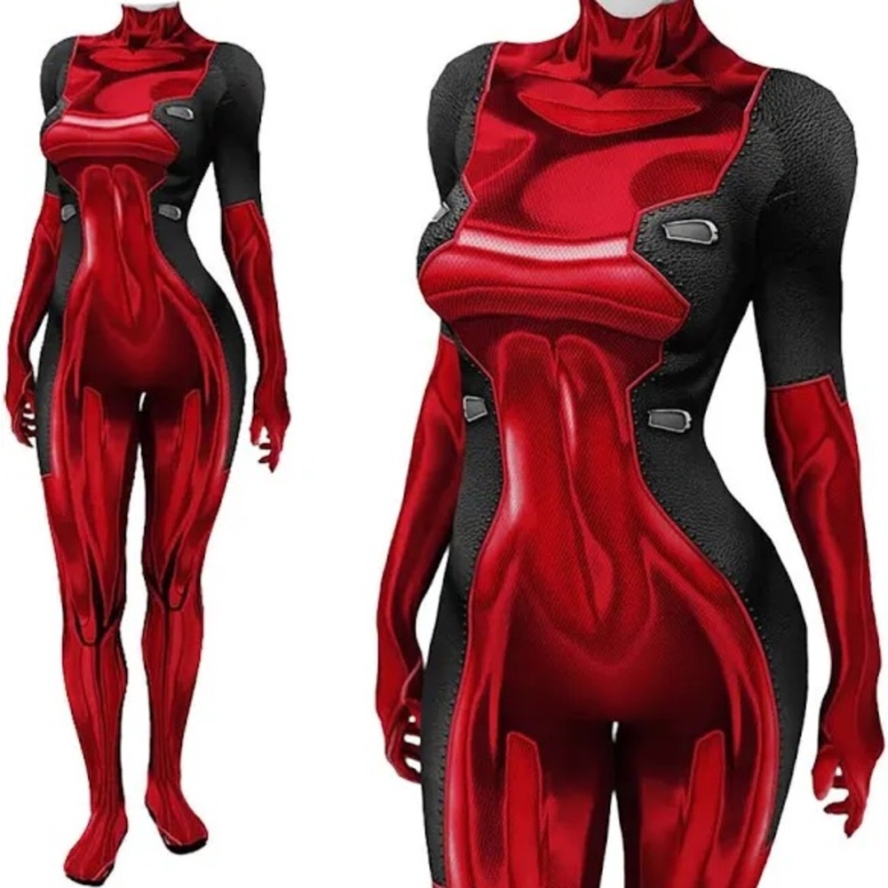 Red and Black Full-Body Suit